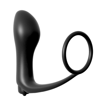 PLUG ANAL VIBRADOR CON ANILLO PARA EL PENE NEGRO